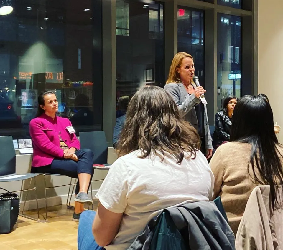 Jennifer Nassour speaking at an event